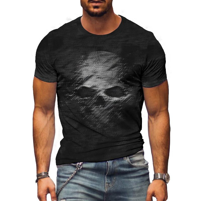 Men's Casual Skull Round Neck Short Sleeve T-Shirt 33658578TO