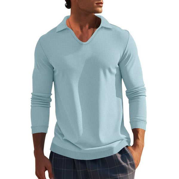 Men's Waffle Long Sleeve Lapel Sweatshirt 79915576X