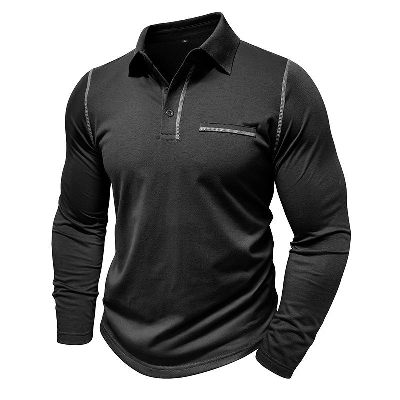 Men's Casual Lapel Slim Fit Long Sleeve Polo Shirt 94947703M