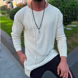 Men's Retro Casual Solid Color Crew Neck Knitted Sweater 98388553TO