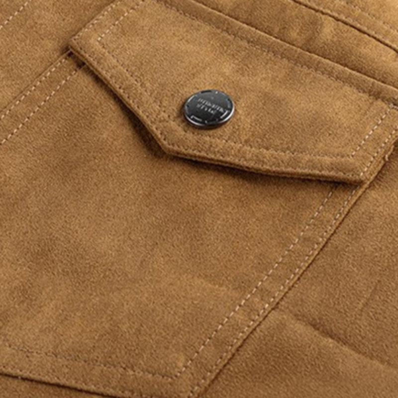 Men's Vintage Suede Brushed Lapel Single Breasted Jacket 63506956M