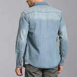 Men's Vintage Long Sleeve Lapel Denim OverShirt 79512030Y