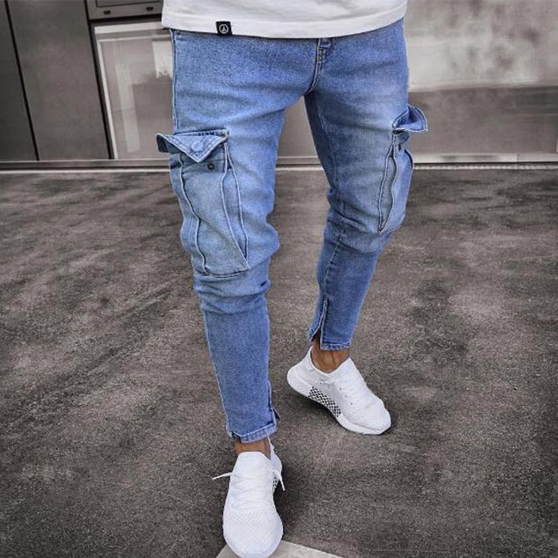 Men's Vintage Knee Multi Pocket Zipper Jeans 19924993X