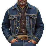 Men's Vintage Lapel Denim Jacket 43894685X