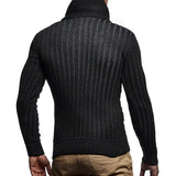 Men's Leather Button Turtleneck Knit Pullover Sweater 92872759X