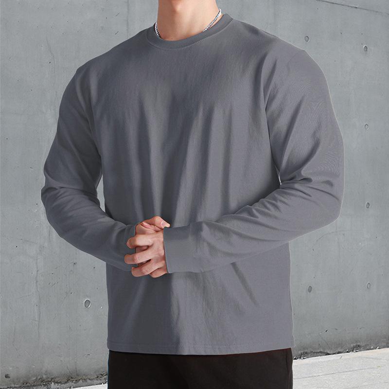 Men's Retro Casual Solid Color Round Neck Sweater Long Sleeve T-shirt 98709800TO