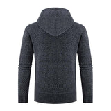 Men's Retro Classic Casual Plus Velvet Hooded Zipper Knitted Jacket 20152645K