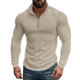 Men's Half-zip Small Square Stand Collar Long Sleeve T-shirt 08353588Z