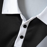 Men's Casual Color Block Short Sleeve Polo Shirt 42187421Y