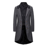 Men's Color Block Lapel Mid-length Windbreaker 32272943X