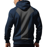 Men's Casual Color Matching Plush Warm Hooded Sweatshirt 08954102Y