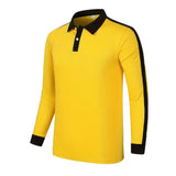 Men's Contrast Color Lapel Long Sleeve Polo Shirt 16654899X