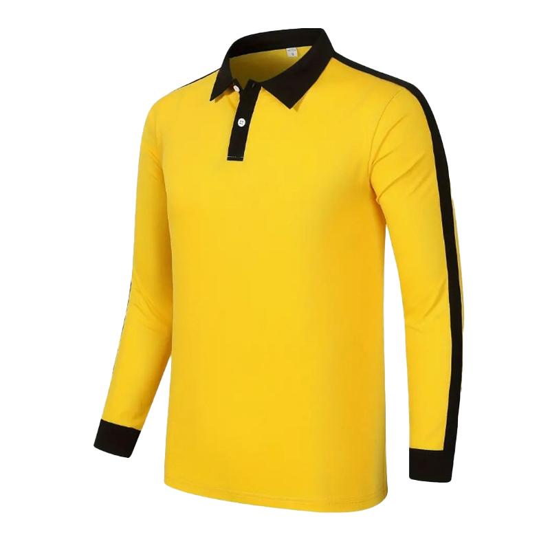 Men's Contrast Color Lapel Long Sleeve Polo Shirt 16654899X