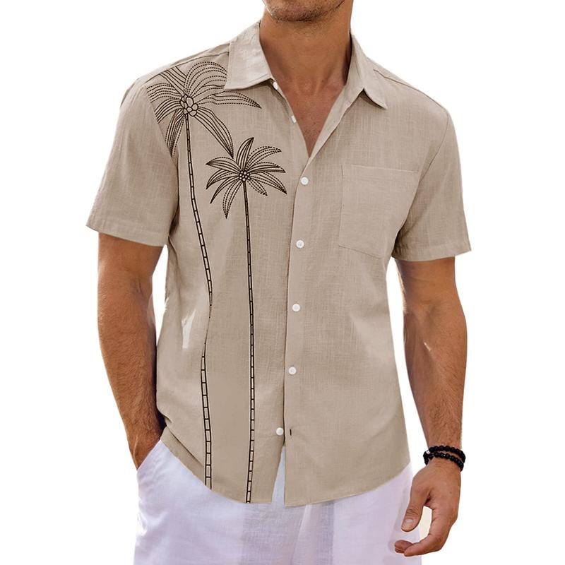 Men's Hawaiian Print Lapel Beach Short Sleeve Shirt 80167288X