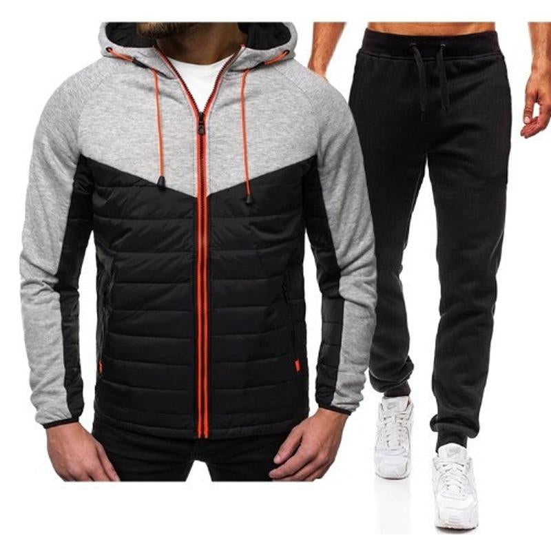 Men's Color Block Hooded Sweatshirt And Trousers Two-piece Set 33767945U