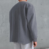 Men's Retro Casual Solid Color Round Neck Sweater Long Sleeve T-shirt 98709800TO