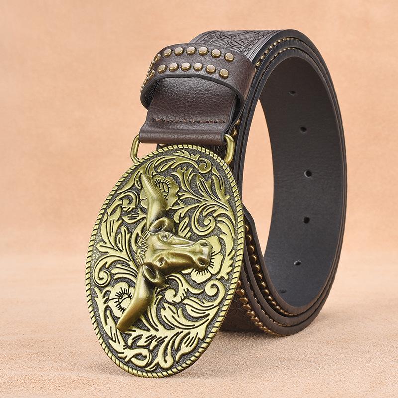 Ceinture en relief à rivets vintage pour homme 33277436U