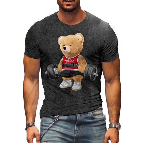 Men's Casual MUSCLE Teddy Bear Short Sleeve T-Shirt 06861809TO