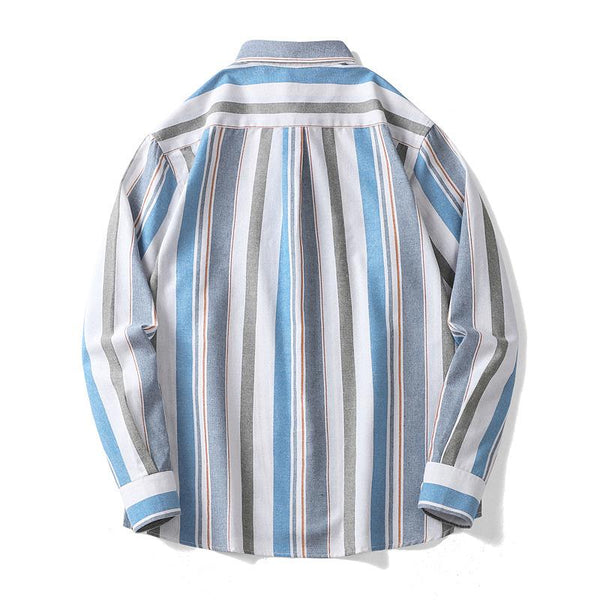 Men's Striped Lapel Long Sleeve Casual Shirt 46936303Z