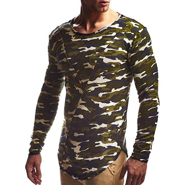 Men's Camouflage Round Neck Long Sleeve Casual T-shirt 22829075Z