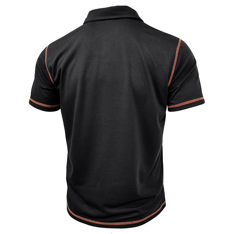 Men's Casual Color Block Button Collar Short Sleeve POLO Shirt 48229935Y