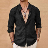 Men's Casual Solid Color Stand Collar Long Sleeve Shirt 49550129Y