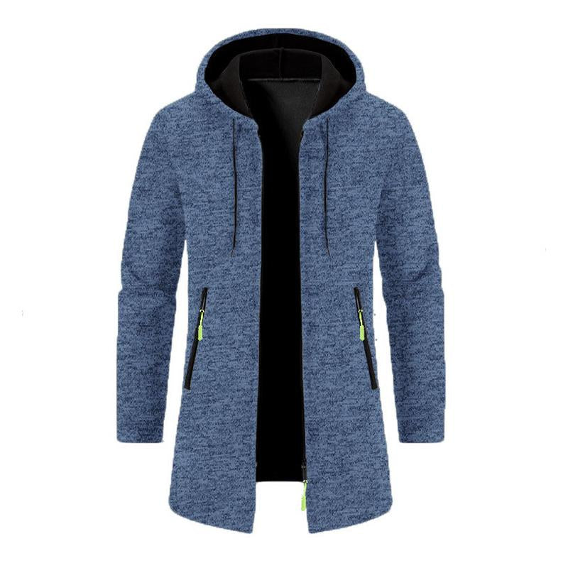 Men's Loose Hooded Zipper Mid-Length Coat 70465461X