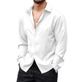 Men's Elastic Long Sleeve Mercerized Lapel Shirt 94336808X