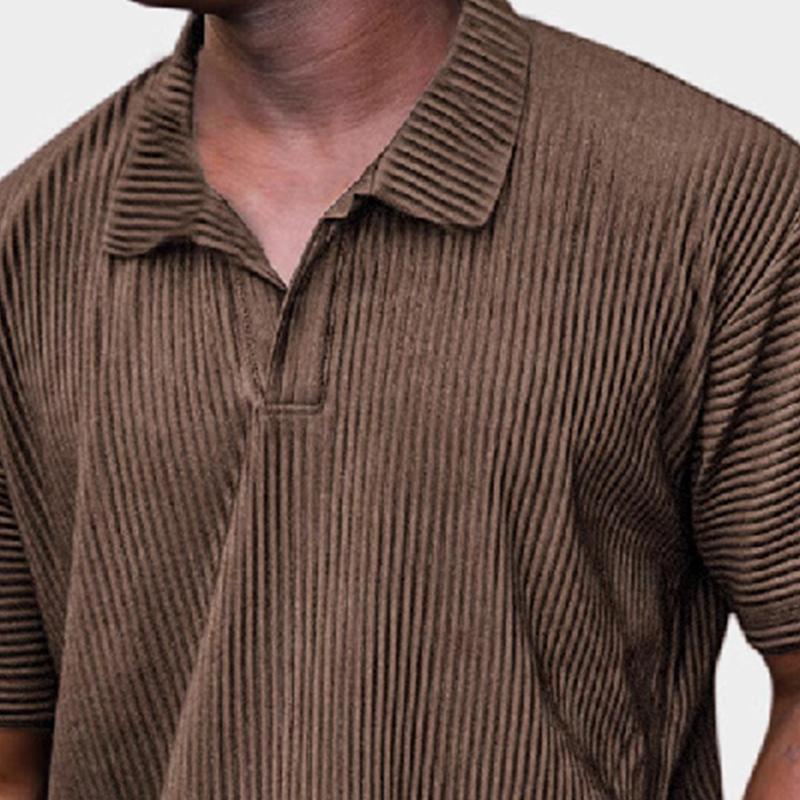 Men's Solid Color Striped Short-sleeved POLO Shirt 71559657X