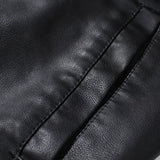 Men's Stylish Double Collar Hooded Leather Zip Motorcycle Jacket 13109235M
