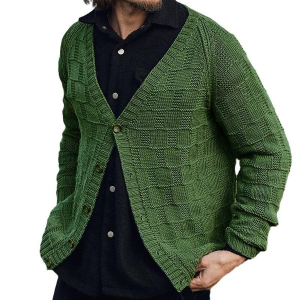 Men's Casual Solid Color Single Breasted Long Sleeve Knit Cardigan 76839638M