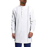 Men's Casual Solid Color Henley Collar Long Sleeve Shirt 37450817Y