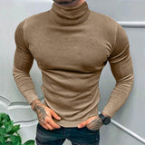 Men's Solid Color High Collar Long Sleeve Casual T-shirt 51848781Z