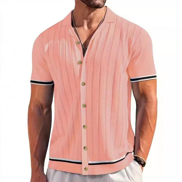 Men's Casual Knitted Short-sleeved Lapel POLO Shirt 69512330X