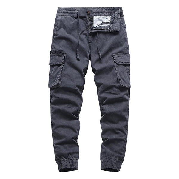 Men's Solid Color Multi-pocket Elastic Waist Cargo Pants 08464355Z