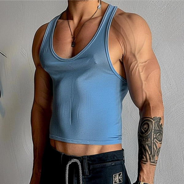 Men's Casual Sexy Solid Color Short Tank Top 40472616TO