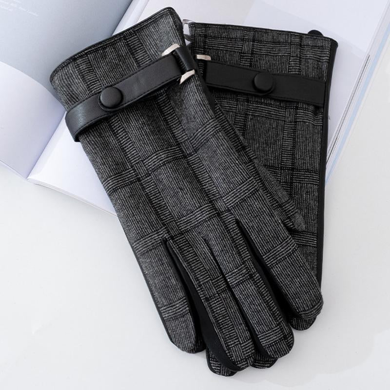 Guantes de piel sintética con pantalla táctil y diseño a cuadros para hombre 34284838U