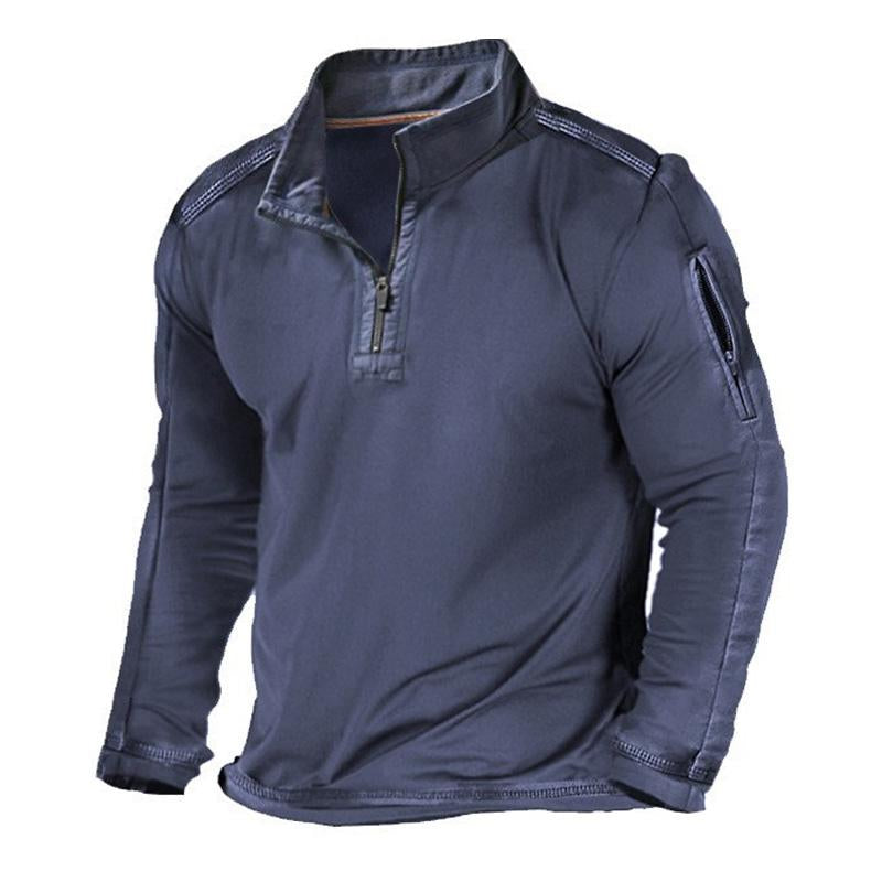 Men's Outdoor Zipper Pocket Long Sleeve Sweatshirt 65626835U