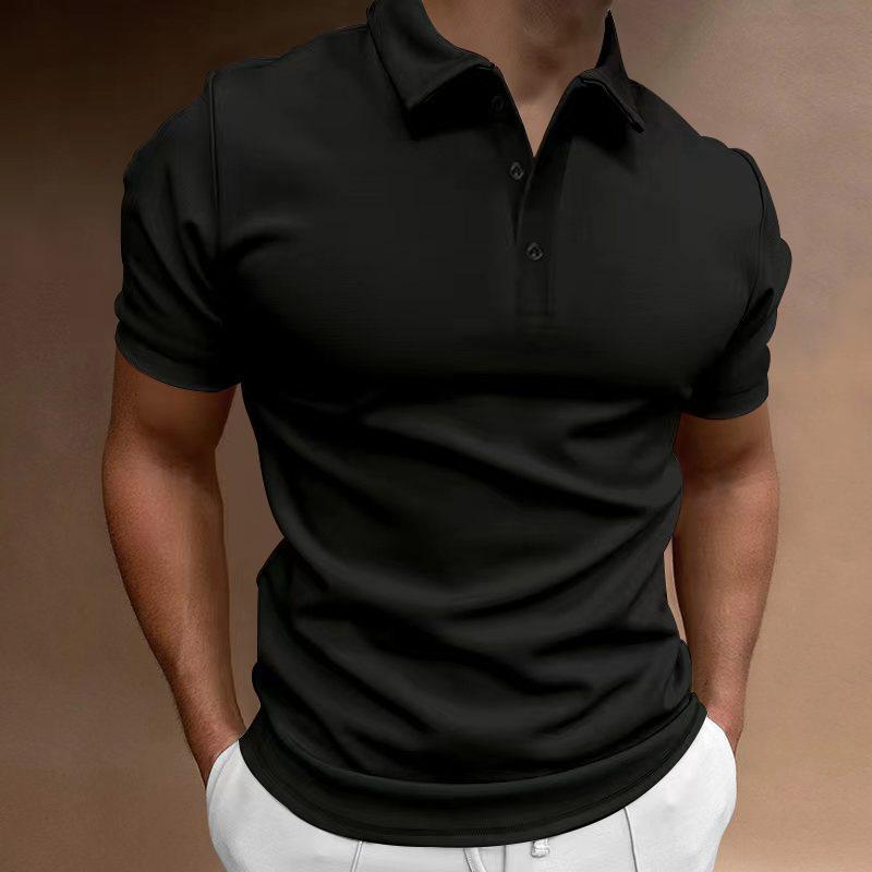 Men's Solid Slim Lapel Short Sleeve Casual Polo Shirt 37773773Z