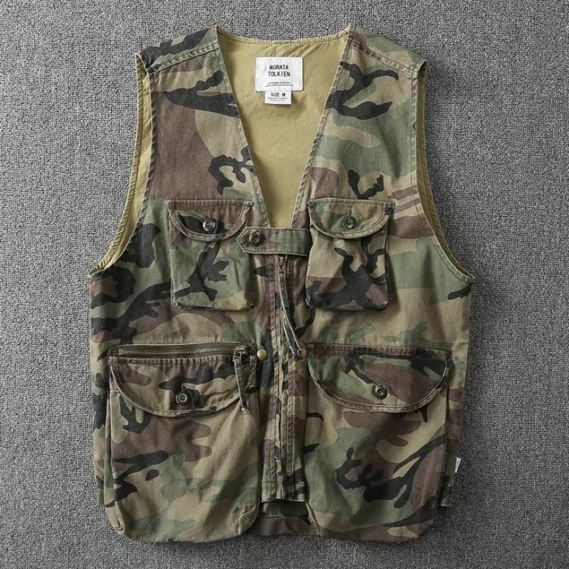 Men's Multi-Pocket Canvas Camouflage Vest 38772099U