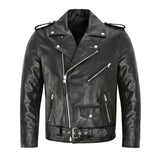 Men's Solid Color Motorcycle Casual Leather Jacket 70049771X