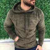 Men's Retro Casual Solid Color Plush Hooded Sweatshirt 40431253TO