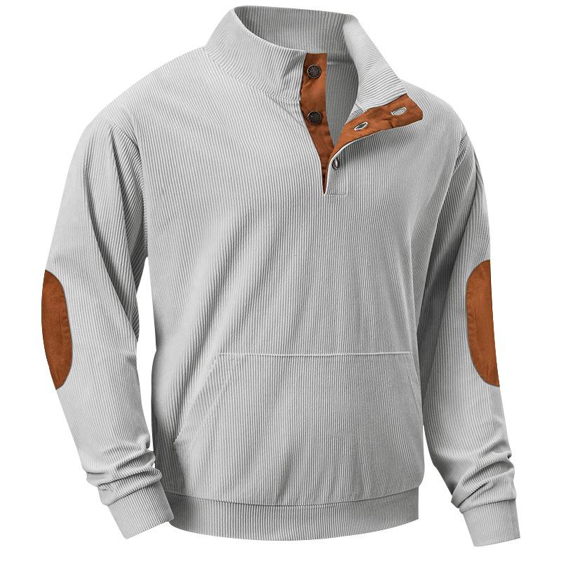 Men's Casual Stand-up Collar Kangaroo Pocket Loose Long-sleeved Sweatshirt 72785647M