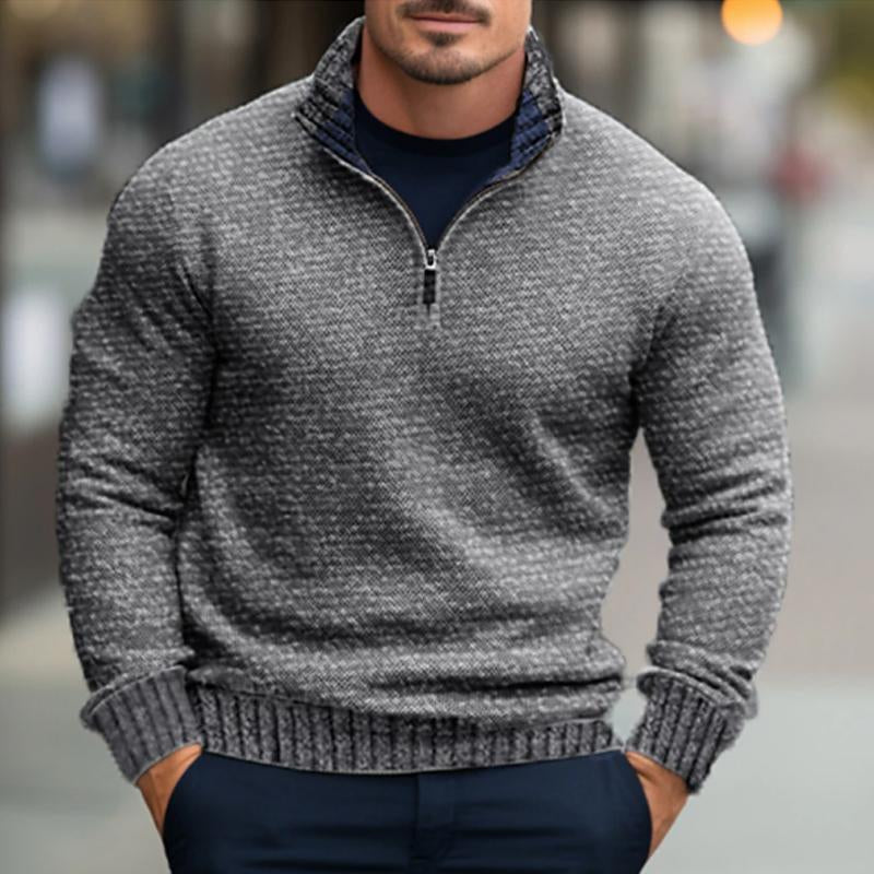 Men's Comfortable and Warm Zippered Henley Collar Sweater 15358752Y