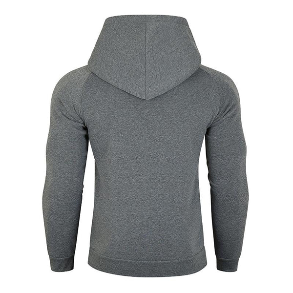Men's Casual Solid Color Diagonal Zipper Fly Long Sleeve Hooded Sweatshirt 58618454M