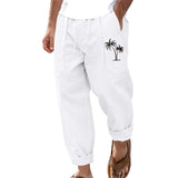 Men's Coconut Print Breathable Cotton And Linen Loose Casual Pants 23573580Z