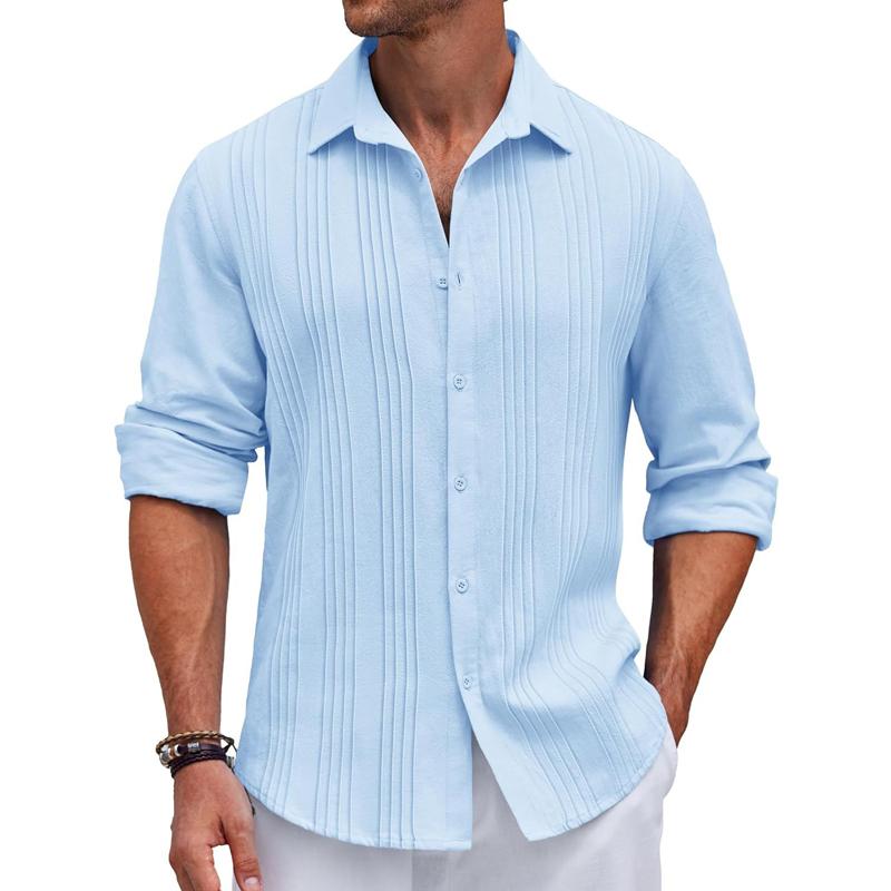 Men's Casual Solid Color Lapel Long Sleeve Shirt 08468490Y