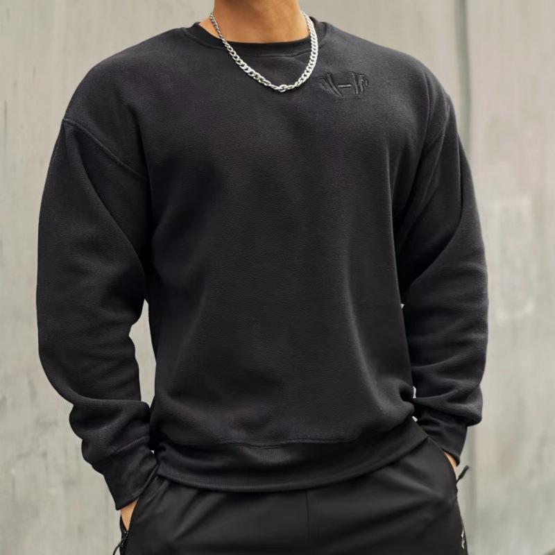 Men's Thick Velvet Round Neck Loose Sweatshirt 09996239U