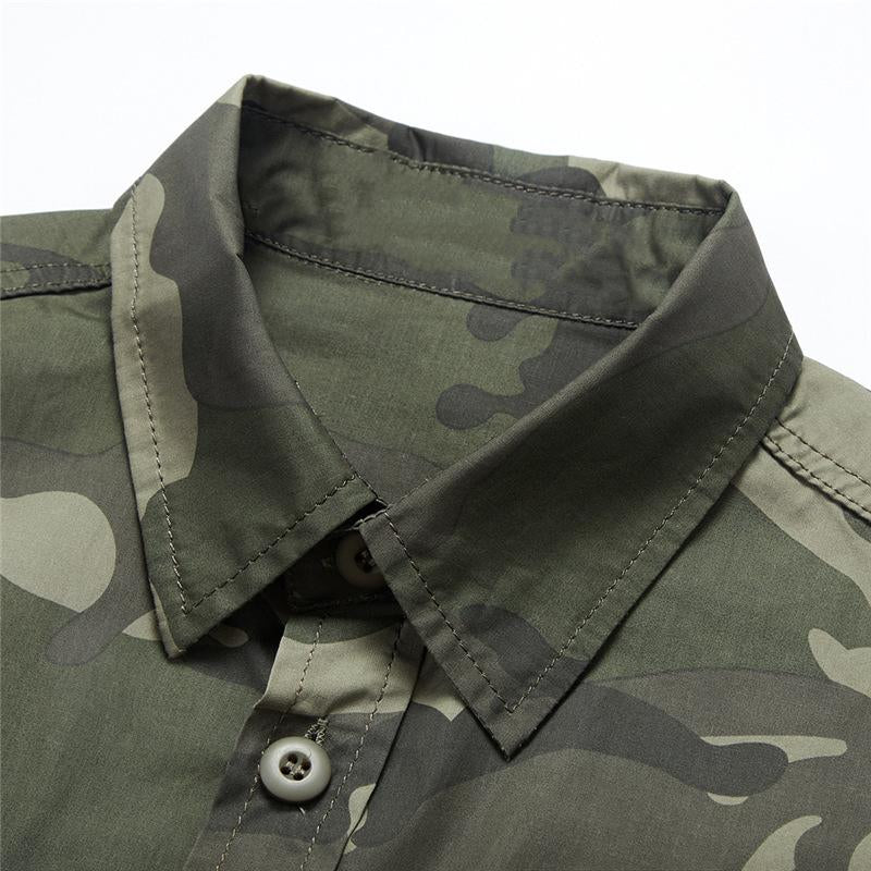 Men's Vintage Loose Camo Long Sleeve Shirt 76832180X