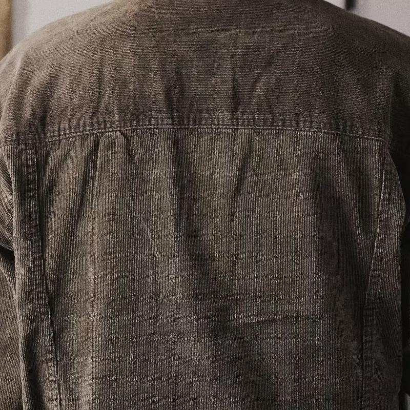 Men's Vintage Loose Solid Denim Workwear Jacket with Lapel 72786024X